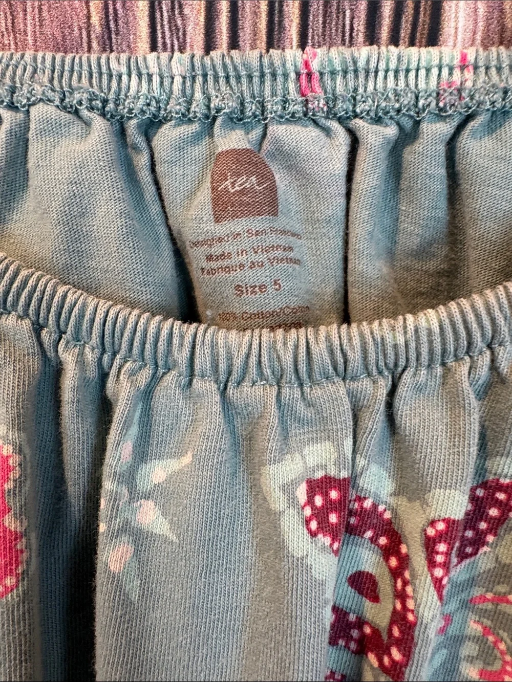 Tea Collection Blue Floral Cotton Dress with Pink and Gold Accents